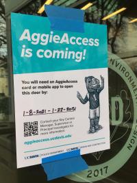 "AggieAccess is coming!" sign