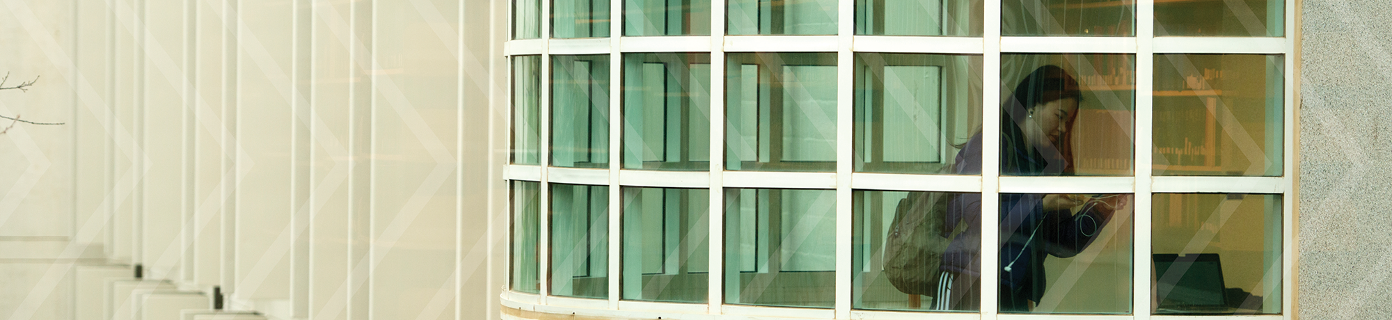person standing behind window in a building 
